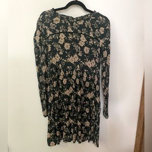 Green and Beige Large Floral Midi Dress by Knox Rose